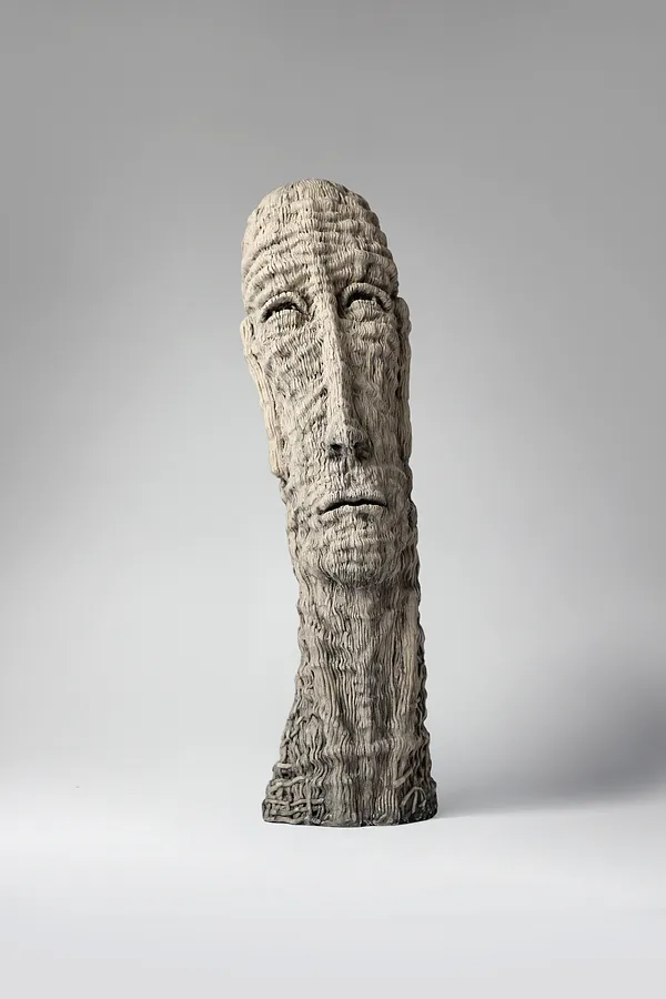 Image of Up by Liudmyla Davydenko, size: 54х15х17, made of chamotte, glaze, Sculpture medium, part of the Holova/Head series, priced at €1000 Photo 1 of 3.