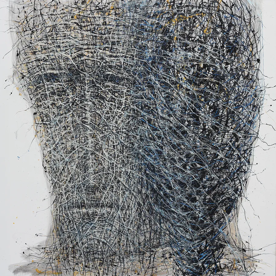 Image of Another vision by Liudmyla Davydenko, size: 140х140, made of oil/canvas, Painting medium, part of the Holova/Head series, priced at €3000 Photo 1 of 2.