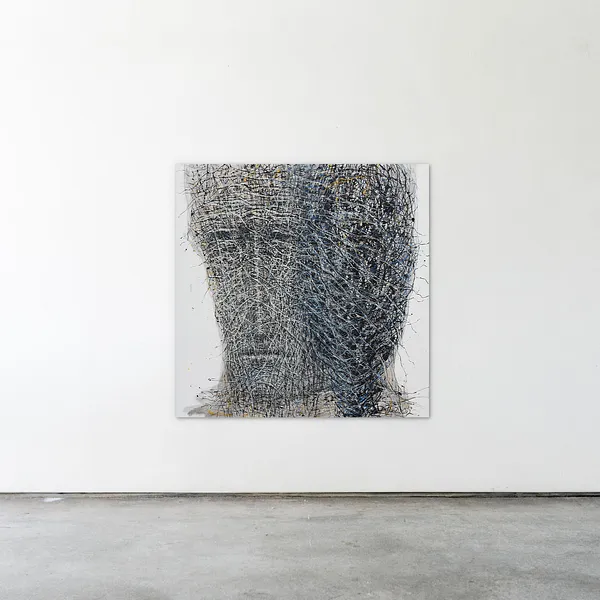 Image of Another vision by Liudmyla Davydenko, size: 140х140, made of oil/canvas, Painting medium, part of the Holova/Head series, priced at €3000 Photo 2 of 2.