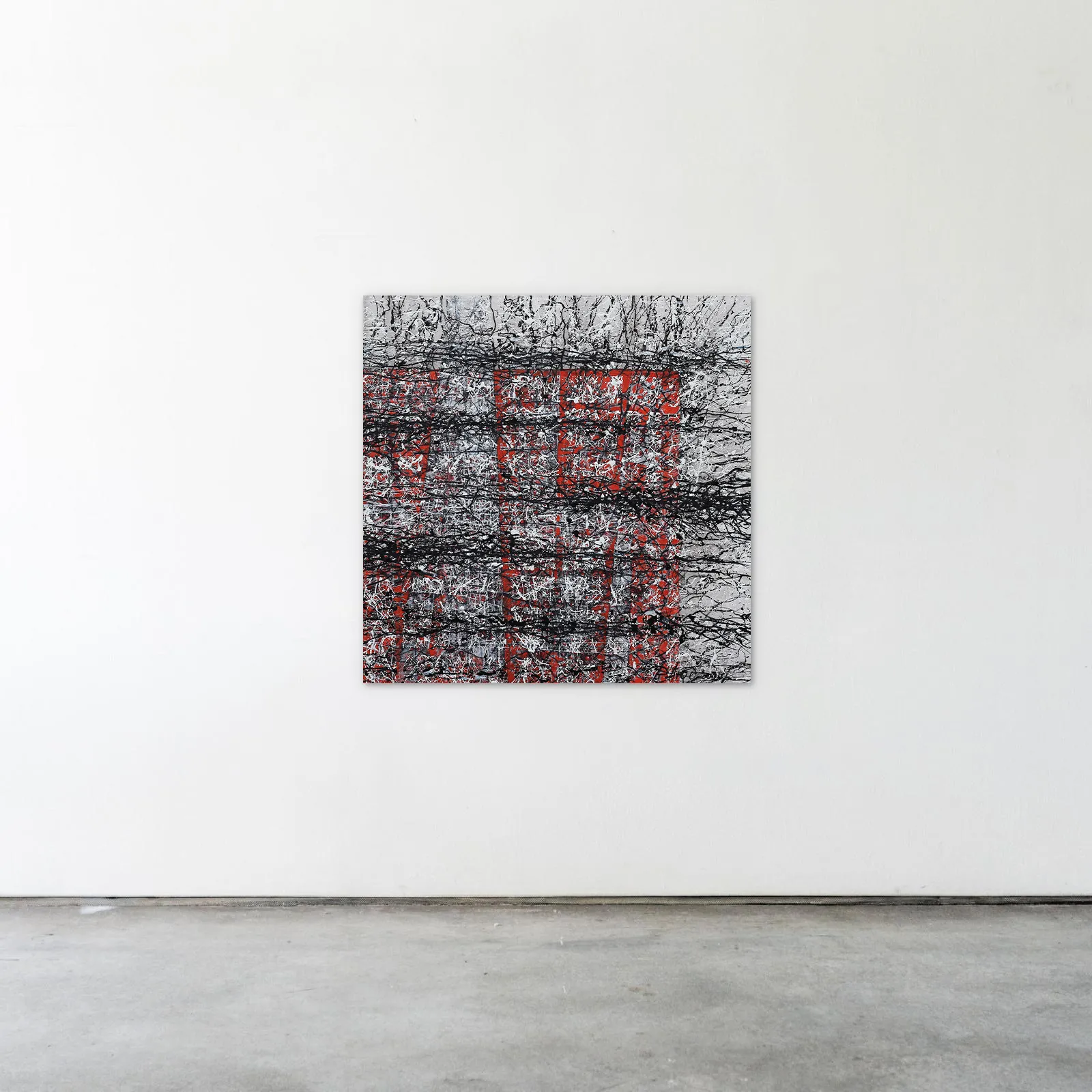 Image of Crossing 1 by Liudmyla Davydenko, size: 100x100, made of oil/canvas, Painting medium, part of the Isolines series, priced at €1500 Photo 2 of 2.