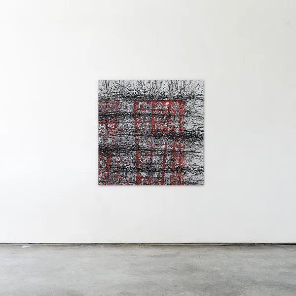 Image of Crossing 1 by Liudmyla Davydenko, size: 100x100, made of oil/canvas, Painting medium, part of the Isolines series, priced at €1500 Photo 2 of 2.