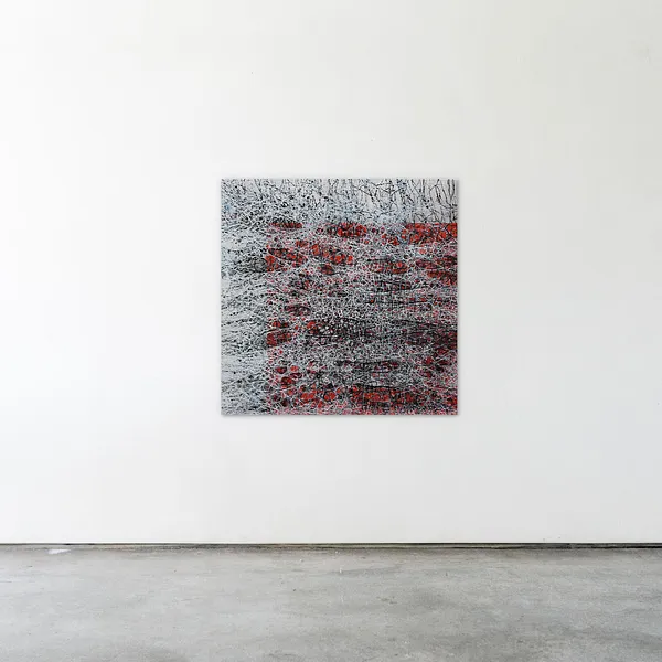 Image of Crossing 2 by Liudmyla Davydenko, size: 100x100, made of oil/canvas, Painting medium, part of the Isolines series, priced at €1500 Photo 2 of 2.