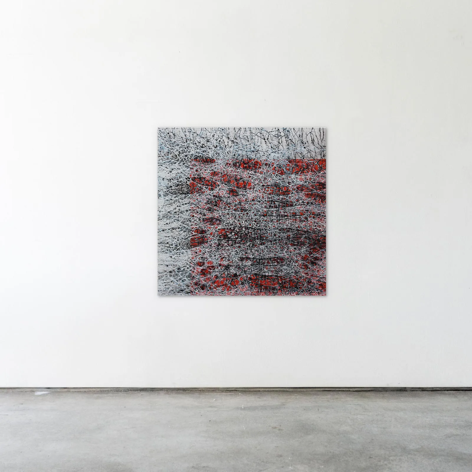 Image of Crossing 2 by Liudmyla Davydenko, size: 100x100, made of oil/canvas, Painting medium, part of the Isolines series, priced at €1500 Photo 2 of 2.