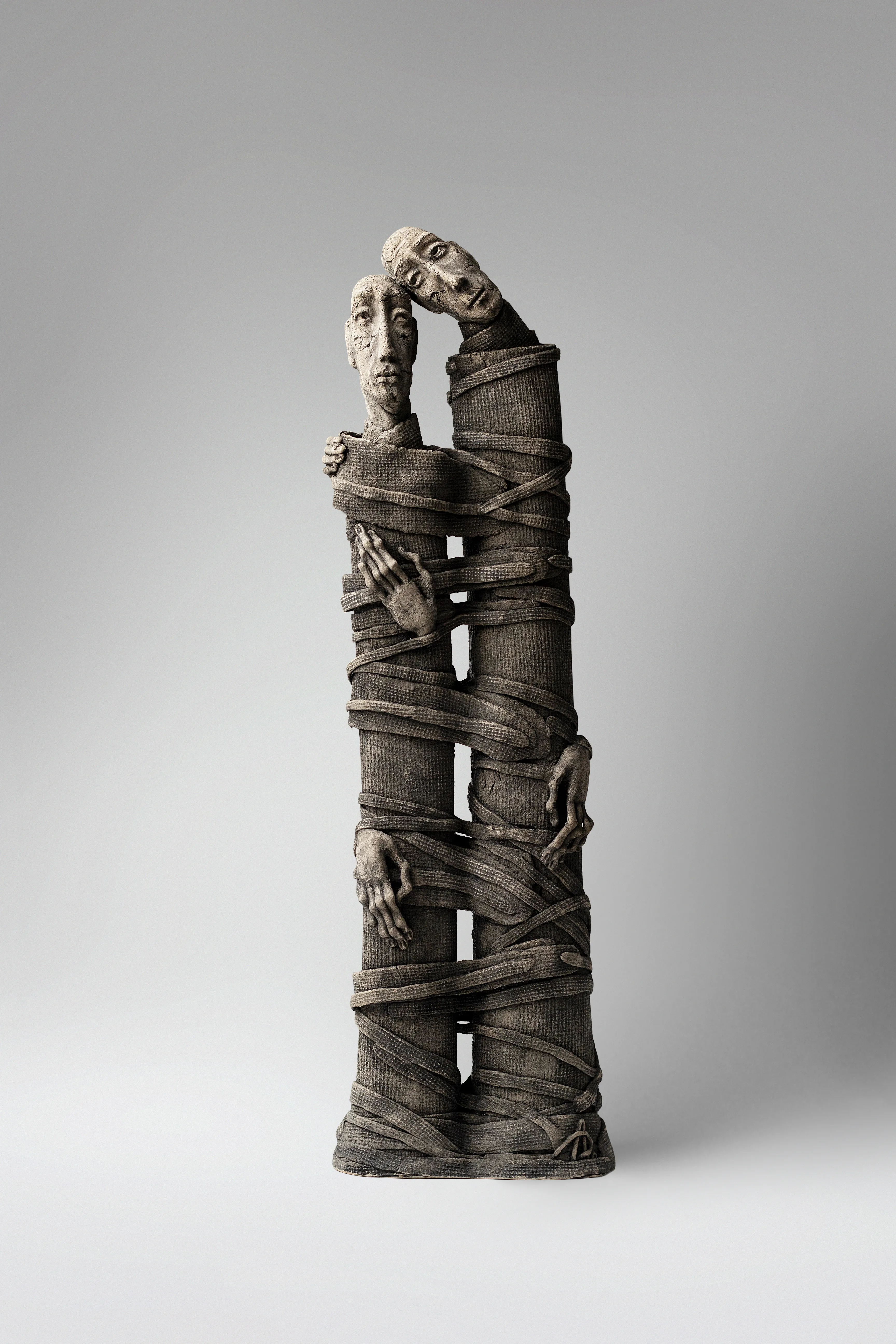 Image of One to the one by Liudmyla Davydenko, size: 51x15x7 , made of chamotte, glaze, Sculpture medium, part of the Holova/Head series, priced at €700
