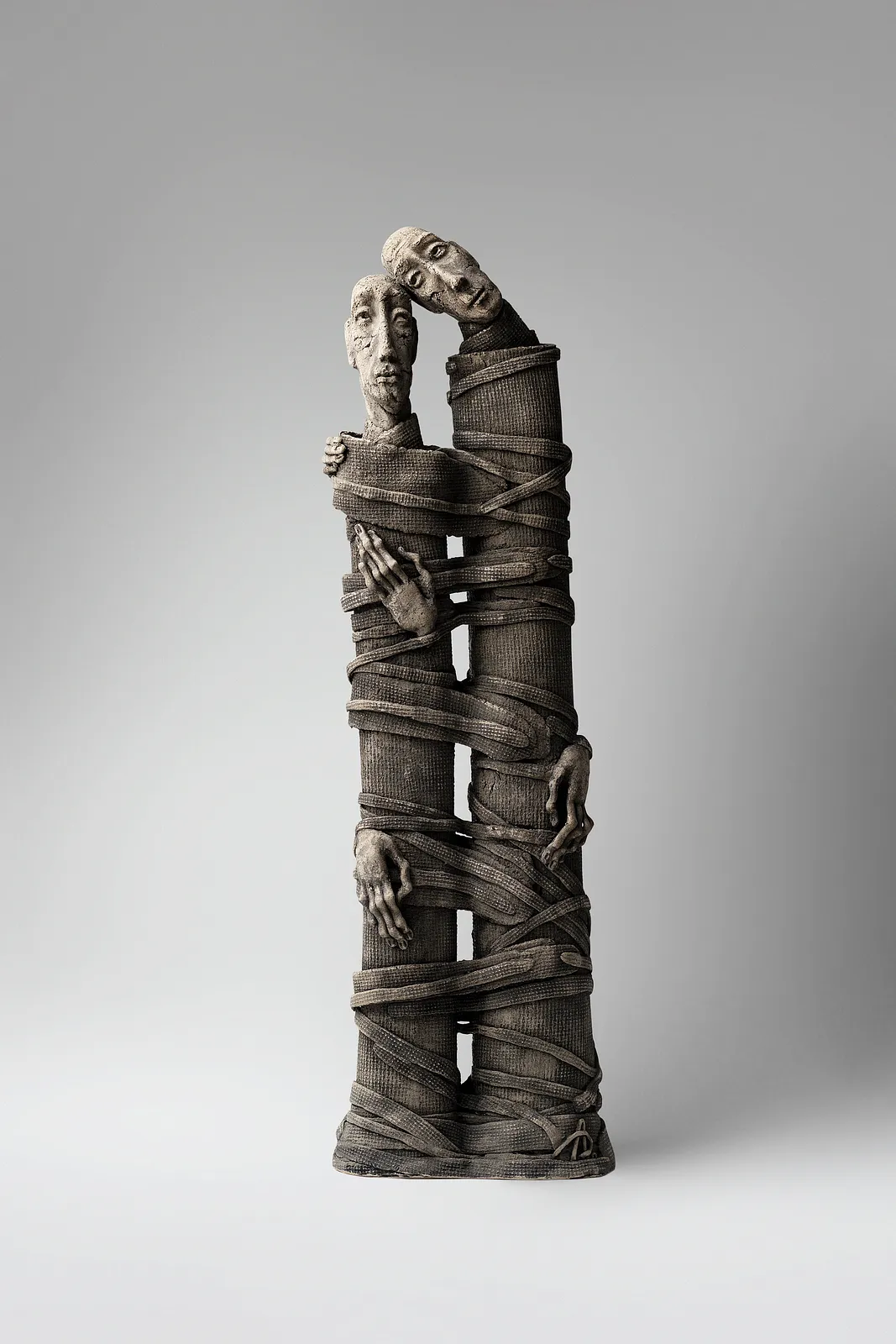 Image of One to the one by Liudmyla Davydenko, size: 51x15x7 , made of chamotte, glaze, Sculpture medium, part of the Holova/Head series, priced at €700 Photo 1 of 3.