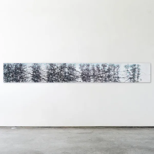 Image of Stages pentaptych by Liudmyla Davydenko, size: 100x300, made of oil/canvas, Painting medium, part of the Isolines series, priced at €2000 Photo 2 of 2.