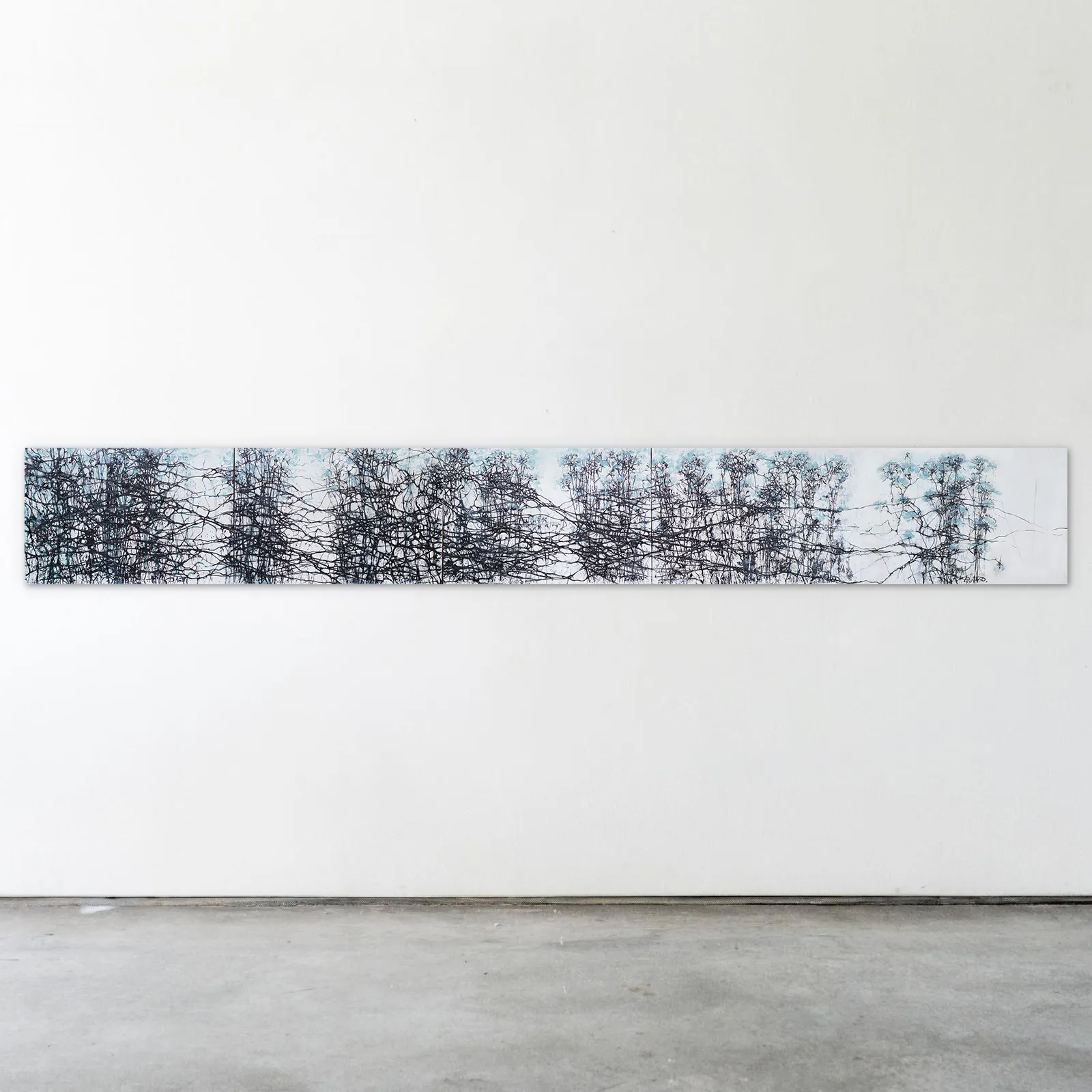 Image of Stages pentaptych by Liudmyla Davydenko, size: 100x300, made of oil/canvas, Painting medium, part of the Isolines series, priced at €2000 Photo 2 of 2.