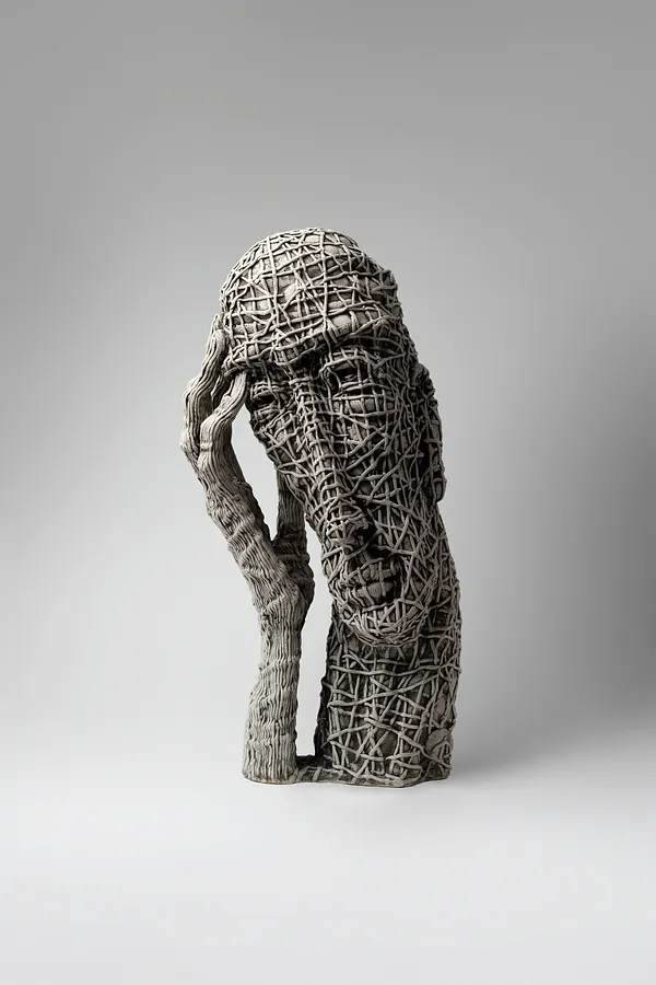 Image of To admit by Liudmyla Davydenko, size: 46х22х17, made of chamotte, glaze, Sculpture medium, part of the Holova/Head series, priced at €1200 Photo 1 of 4.