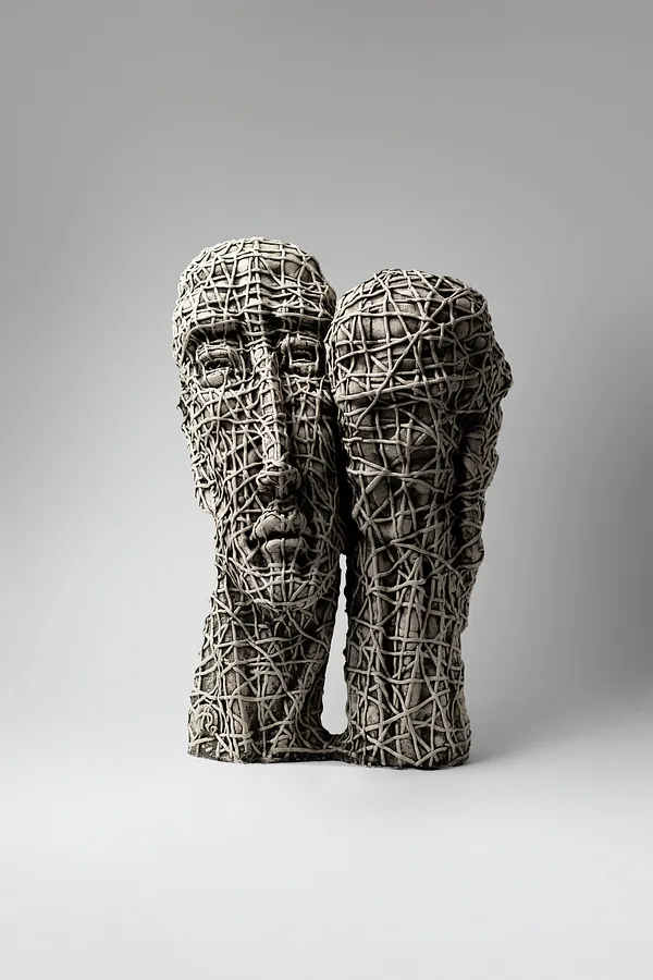 Image of United by Liudmyla Davydenko, size: 42х29х19, made of chamotte, glaze, Sculpture medium, part of the Holova/Head series, priced at €1200 Photo 1 of 4.