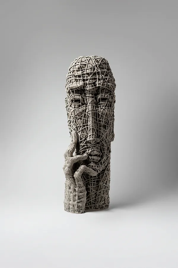 Image of Understand by Liudmyla Davydenko, size: 45,5x15x18, made of chamotte, glaze, Sculpture medium, part of the Holova/Head series, priced at $1200 Photo 1 of 3.