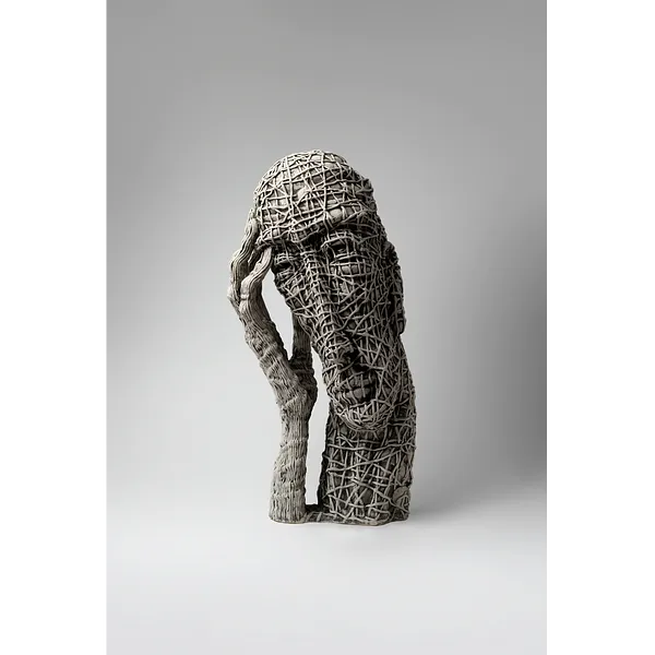 Image of To admit by Liudmyla Davydenko, size: 46х22х17, made of chamotte, glaze, Sculpture medium, part of the Holova/Head series, priced at €1200
