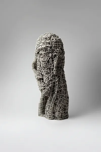 Image of To admit by Liudmyla Davydenko, size: 46х22х17, made of chamotte, glaze, Sculpture medium, part of the Holova/Head series, priced at €1200 Photo 2 of 4.