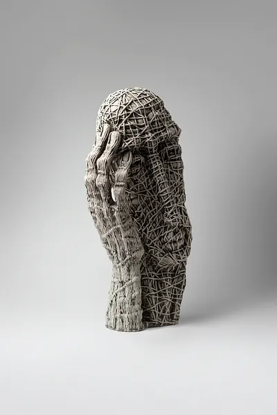 Image of To admit by Liudmyla Davydenko, size: 46х22х17, made of chamotte, glaze, Sculpture medium, part of the Holova/Head series, priced at €1200 Photo 4 of 4.