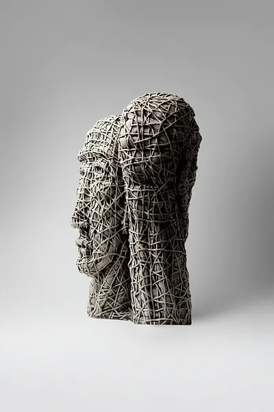 Image of United by Liudmyla Davydenko, size: 42х29х19, made of chamotte, glaze, Sculpture medium, part of the Holova/Head series, priced at €1200 Photo 4 of 4.