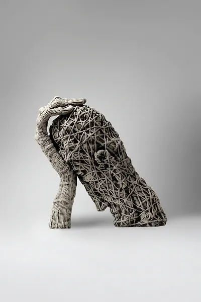 Image of Think by Liudmyla Davydenko, size: 30х28х16, made of chamotte, glaze, Sculpture medium, part of the Holova/Head series, priced at $1200 Photo 2 of 4.