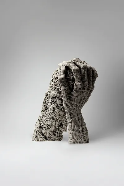 Image of Think by Liudmyla Davydenko, size: 30х28х16, made of chamotte, glaze, Sculpture medium, part of the Holova/Head series, priced at $1200 Photo 3 of 4.