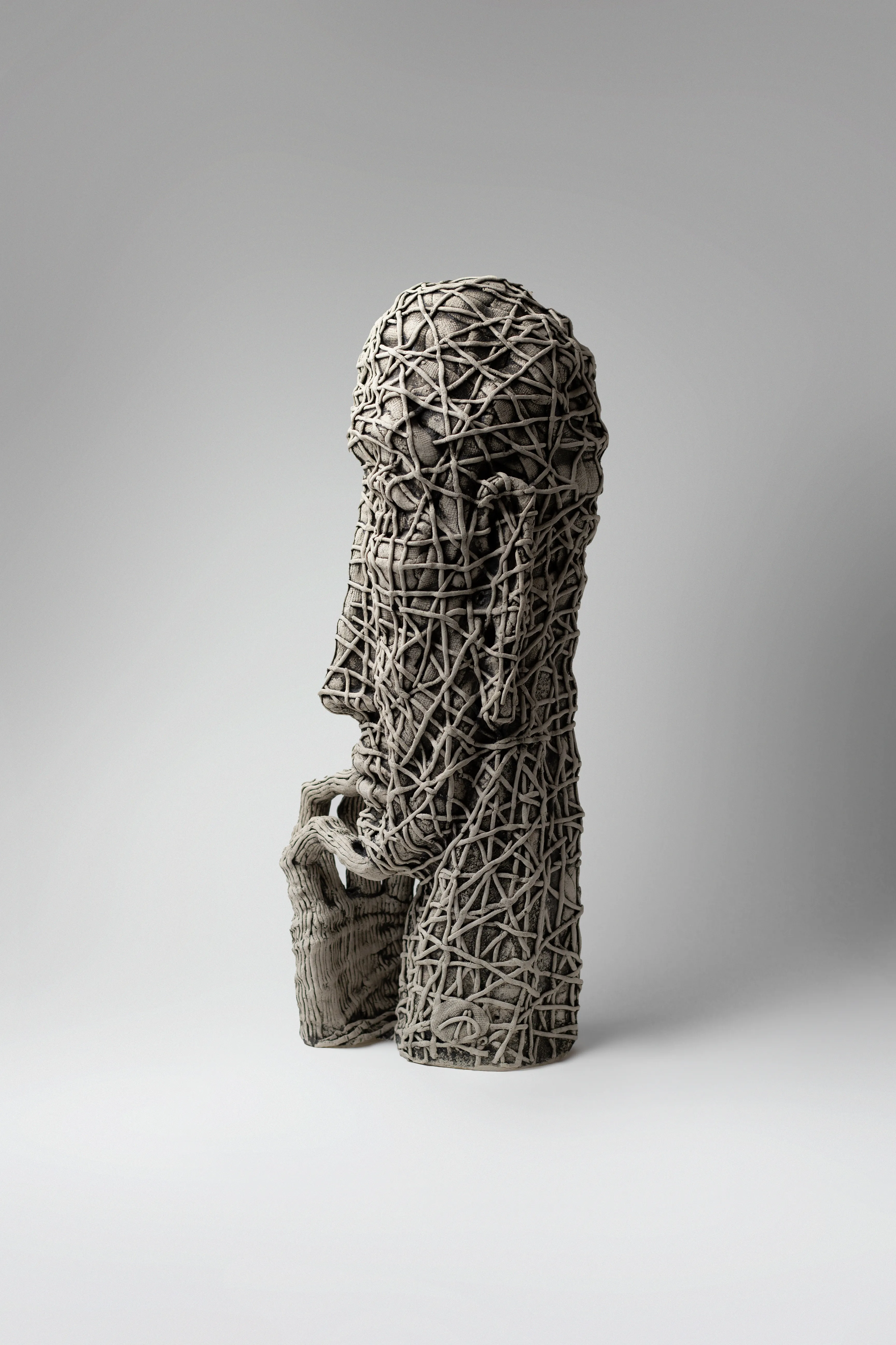 Image of Understand by Liudmyla Davydenko, size: 45,5x15x18, made of chamotte, glaze, Sculpture medium, part of the Holova/Head series, priced at $1200 Photo 2 of 3.