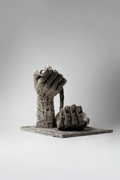 Image of The passage of time by Liudmyla Davydenko, size: 24x29x20, made of chamotte, glaze, Sculpture medium, part of the Holova/Head series, priced at €700 Photo 4 of 4.