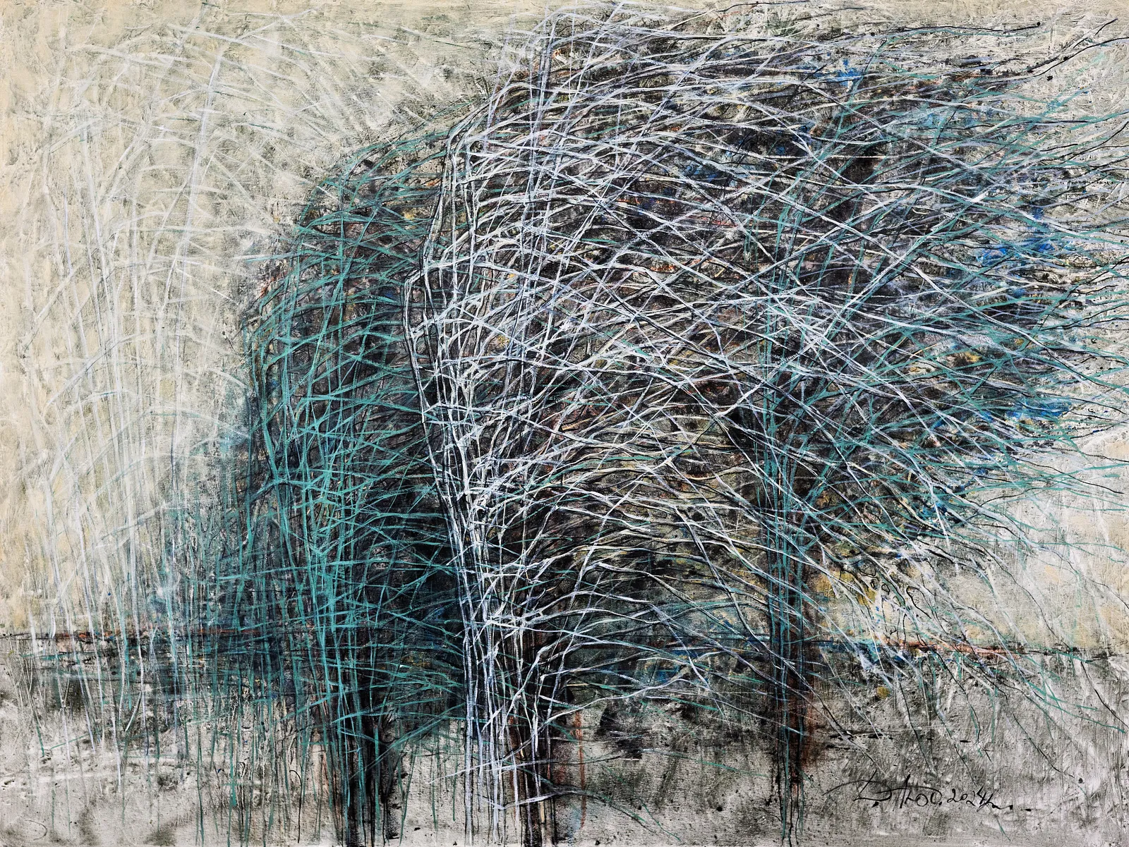 Image of Breath by Liudmyla Davydenko, size: 120x160 , made of oil/canvas, Painting medium, part of the Isolines series, priced at $3000 Photo 1 of 2.