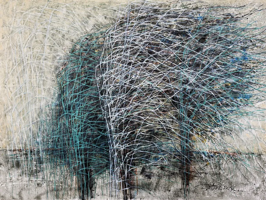 Image of Breath by Liudmyla Davydenko, size: 120x160 , made of oil/canvas, Painting medium, part of the Isolines series, priced at $3000 Photo 1 of 2.