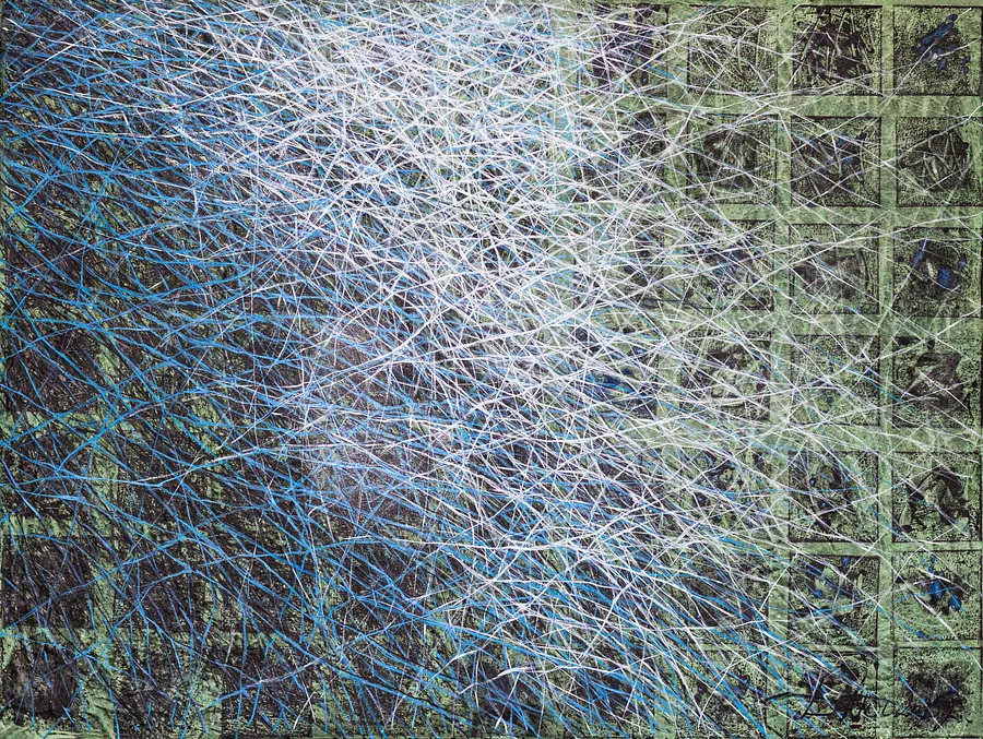 Image of Haze 2 by Liudmyla Davydenko, size: 120x160 см, made of oil/canvas, Painting medium, part of the Isolines series, priced at $3000 Photo 1 of 2.