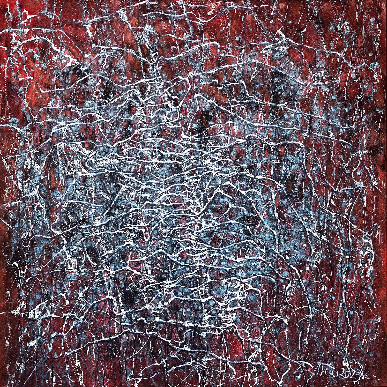 Image of Untitled 2 by Liudmyla Davydenko, size: 100х100, made of oil/canvas, Painting medium, part of the Isolines series, priced at €1500 Photo 1 of 2.