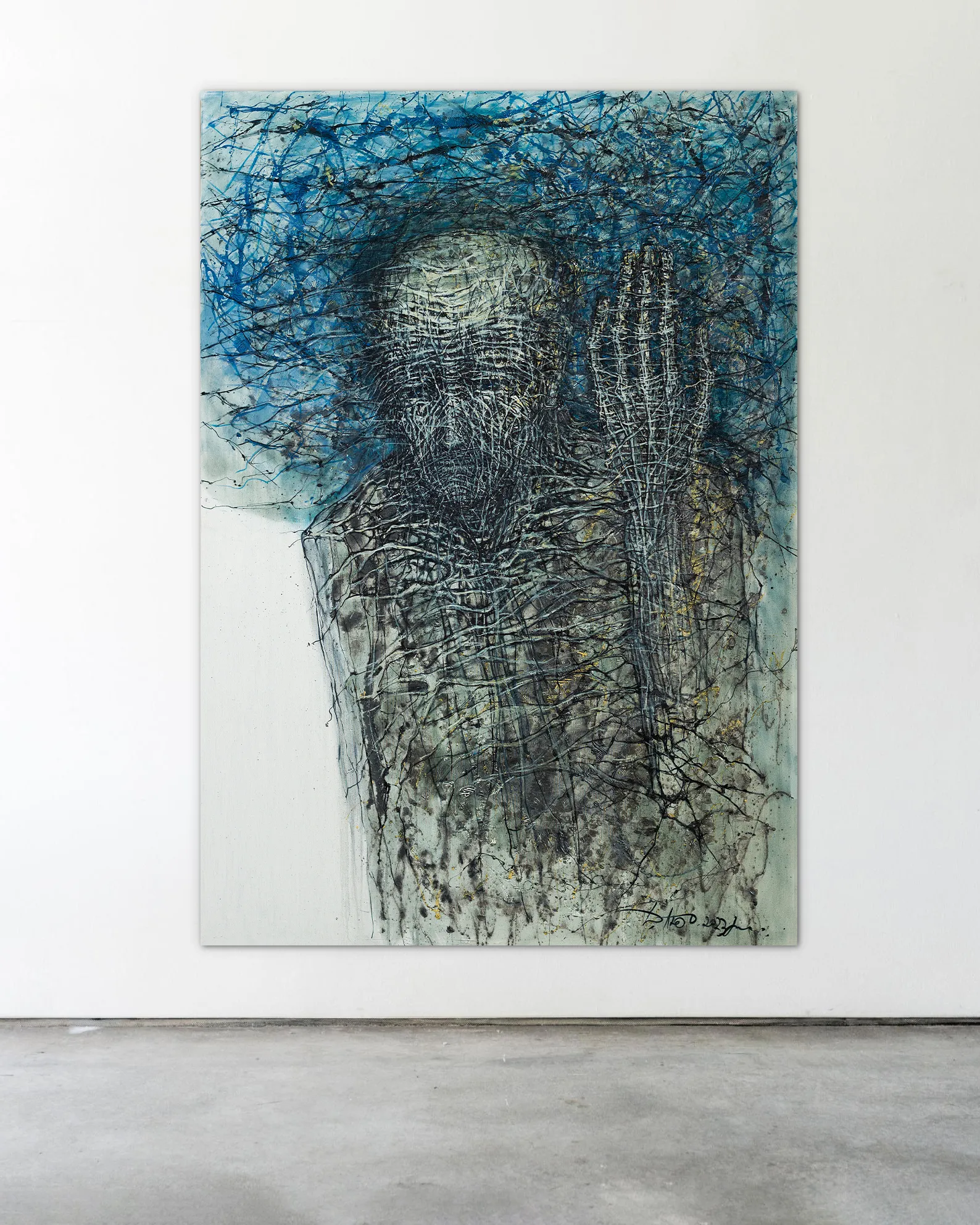 Image of Holding by Liudmyla Davydenko, size: 140х200, made of oil/canvas, Painting medium, part of the Holova/Head series, priced at €5000 Photo 2 of 2.