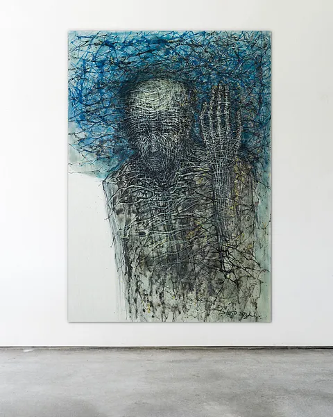 Image of Holding by Liudmyla Davydenko, size: 140х200, made of oil/canvas, Painting medium, part of the Holova/Head series, priced at €5000 Photo 2 of 2.