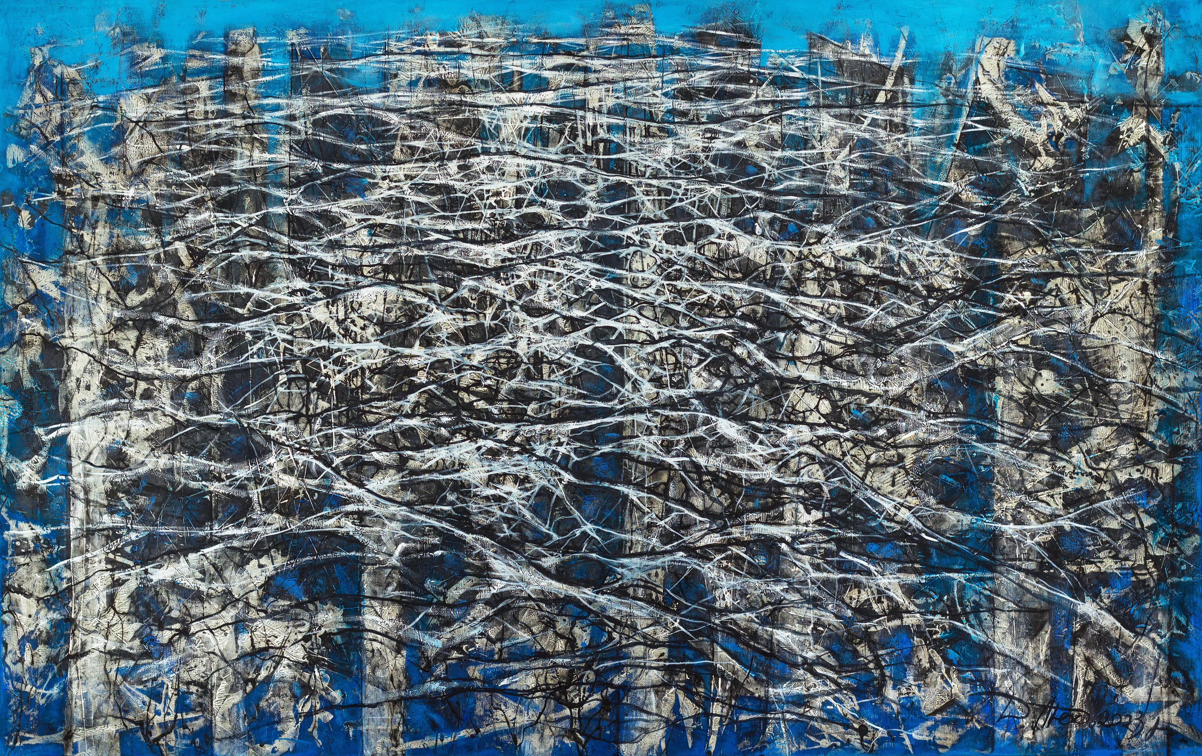 Image of Cold by Liudmyla Davydenko, size: 100х160, made of oil/canvas, Painting medium, part of the Isolines series, priced at €3000