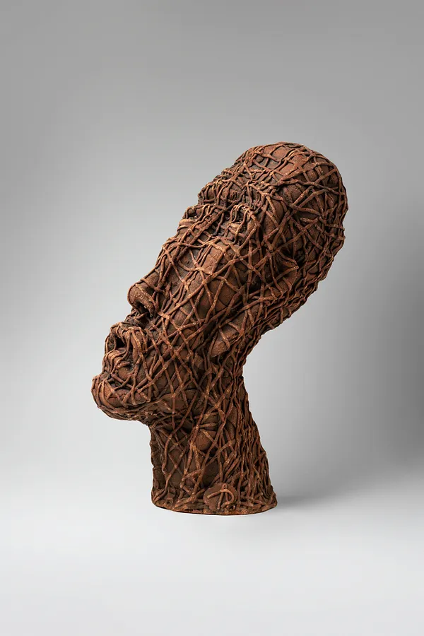Image of A shout by Liudmyla Davydenko, size: 32,5х15х24, made of chamotte, glaze, Sculpture medium, part of the Holova/Head series, priced at €800 Photo 1 of 4.