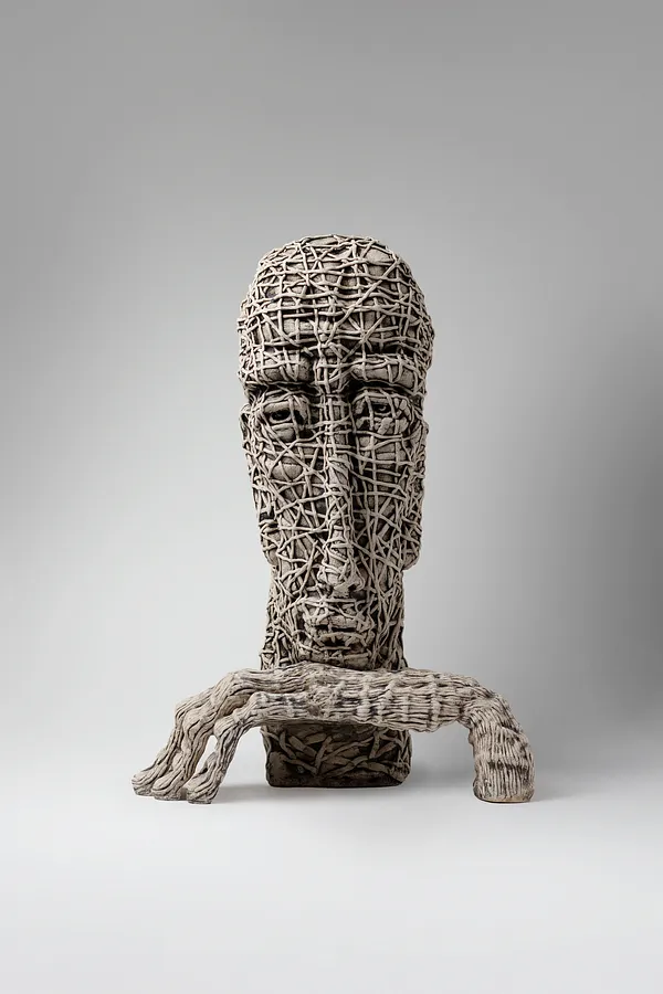 Image of Сomprehend by Liudmyla Davydenko, size: 42х30х22, made of chamotte, glaze, Sculpture medium, part of the Holova/Head series, priced at €1200 Photo 1 of 3.