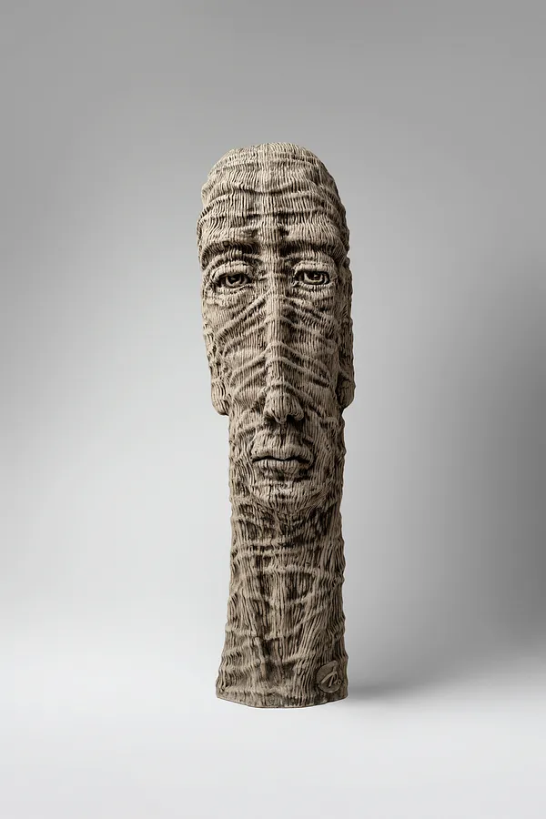 Image of Himself by Liudmyla Davydenko, size: 52х14х16, made of chamotte, glaze, Sculpture medium, part of the Holova/Head series, priced at €1000 Photo 1 of 3.