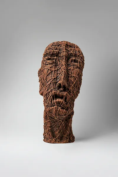 Image of A shout by Liudmyla Davydenko, size: 32,5х15х24, made of chamotte, glaze, Sculpture medium, part of the Holova/Head series, priced at €800 Photo 2 of 4.