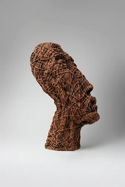 Image of A shout by Liudmyla Davydenko, size: 32,5х15х24, made of chamotte, glaze, Sculpture medium, part of the Holova/Head series, priced at €800 Photo 3 of 4.