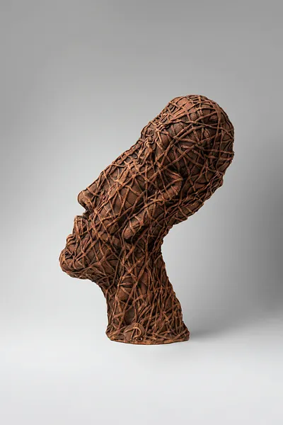 Image of A shout by Liudmyla Davydenko, size: 32,5х15х24, made of chamotte, glaze, Sculpture medium, part of the Holova/Head series, priced at €800 Photo 4 of 4.
