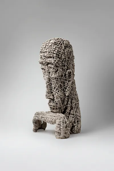 Image of Сomprehend by Liudmyla Davydenko, size: 42х30х22, made of chamotte, glaze, Sculpture medium, part of the Holova/Head series, priced at €1200 Photo 2 of 3.