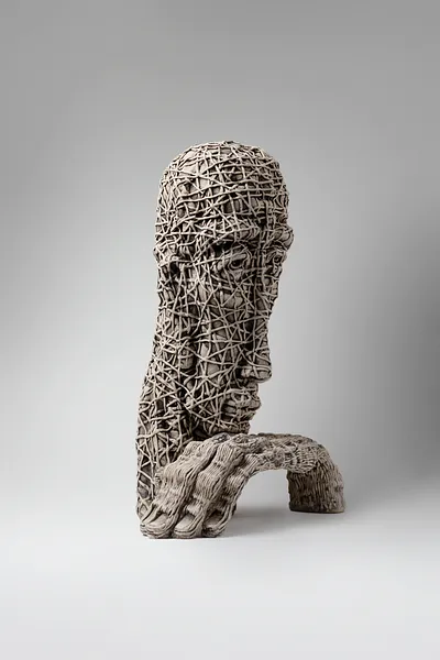 Image of Сomprehend by Liudmyla Davydenko, size: 42х30х22, made of chamotte, glaze, Sculpture medium, part of the Holova/Head series, priced at €1200 Photo 3 of 3.