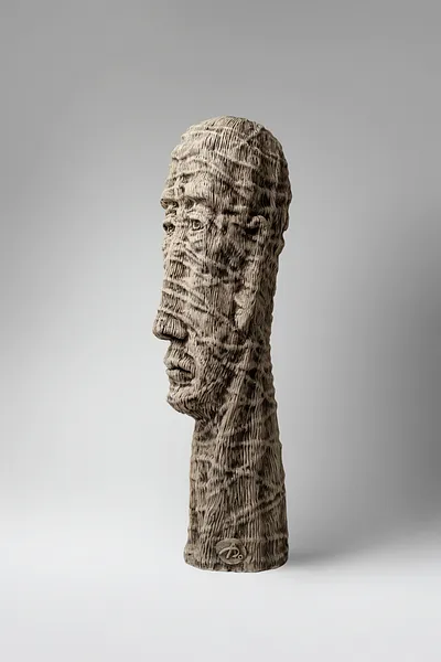 Image of Himself by Liudmyla Davydenko, size: 52х14х16, made of chamotte, glaze, Sculpture medium, part of the Holova/Head series, priced at €1000 Photo 2 of 3.