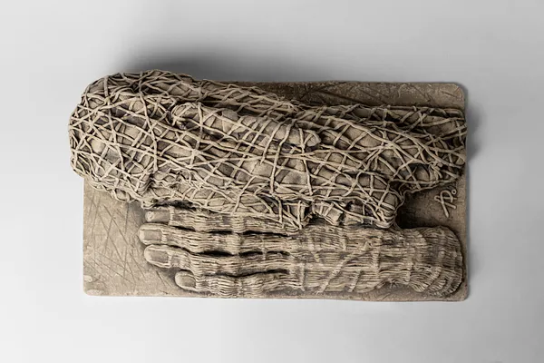 Image of The one who lying down by Liudmyla Davydenko, size: 38х21х12, made of chamotte, glaze, Sculpture medium, part of the Holova/Head series, priced at €1000 Photo 2 of 3.