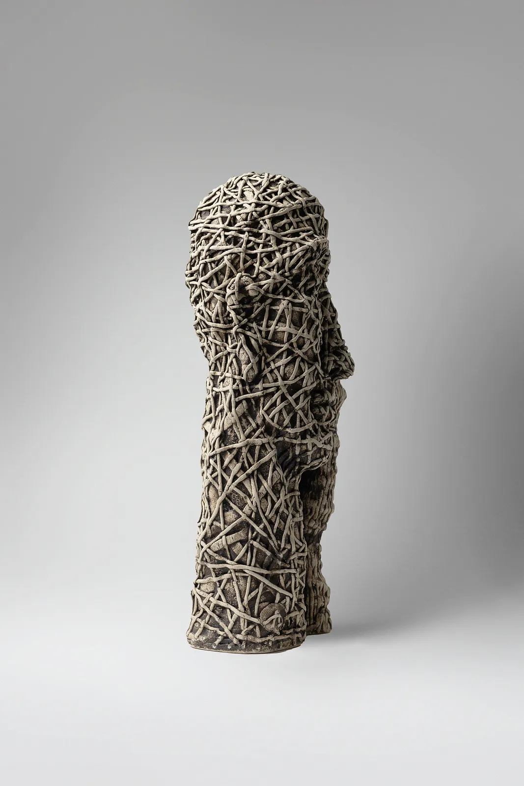 Image of Think by Liudmyla Davydenko, size: 42х16х15, made of chamotte, glaze, Sculpture medium, part of the Holova/Head series, priced at €1200 Photo 2 of 3.