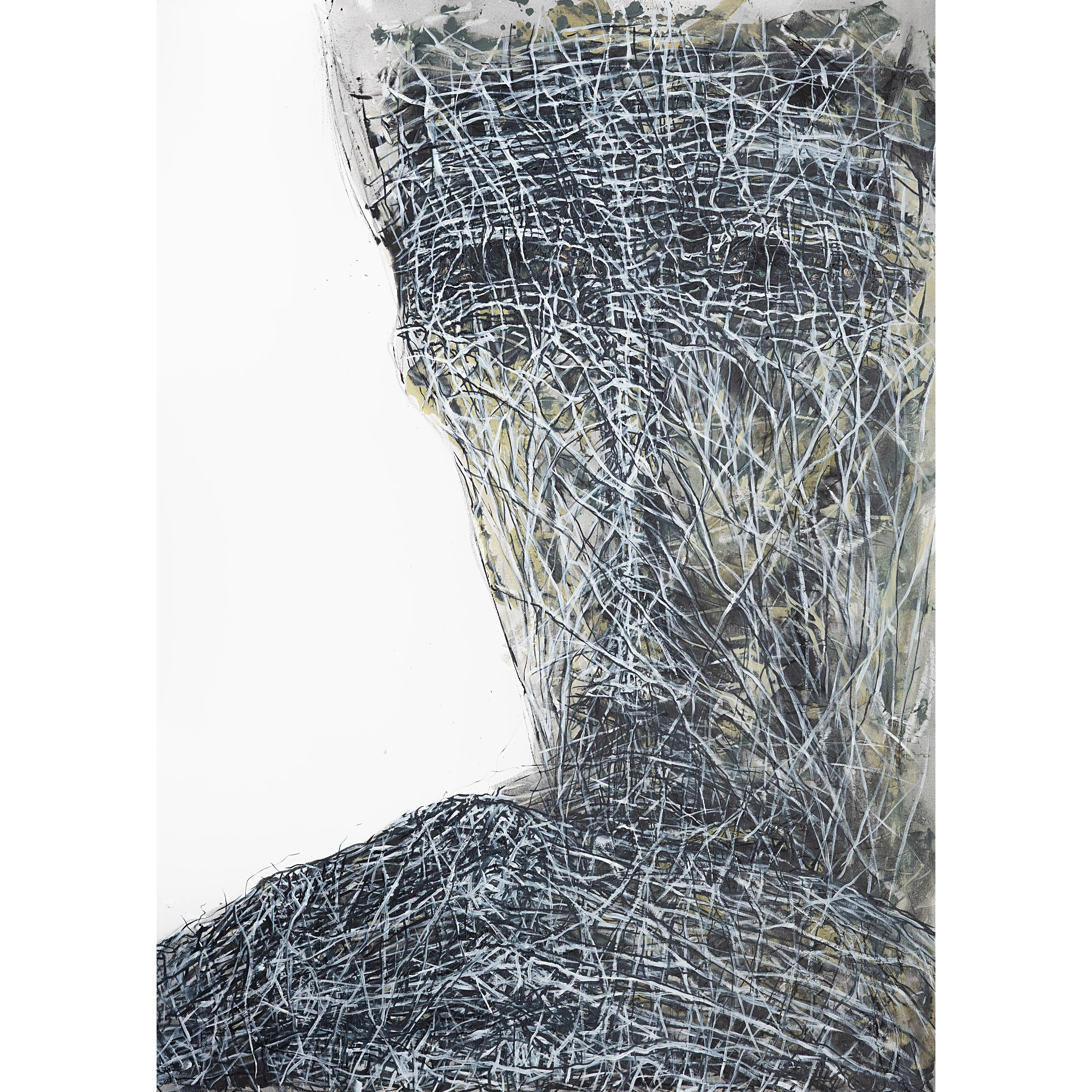 Image of In Silence by Liudmyla Davydenko, size: 100x140 см, made of oil/canvas, Painting medium, part of the Holova/Head series, priced at €2500