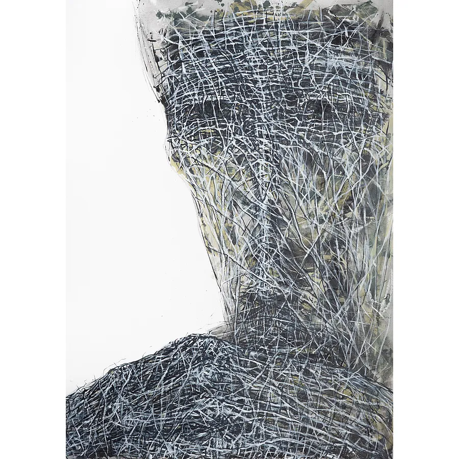 Image of In Silence by Liudmyla Davydenko, size: 100x140 см, made of oil/canvas, Painting medium, part of the Holova/Head series, priced at €2500