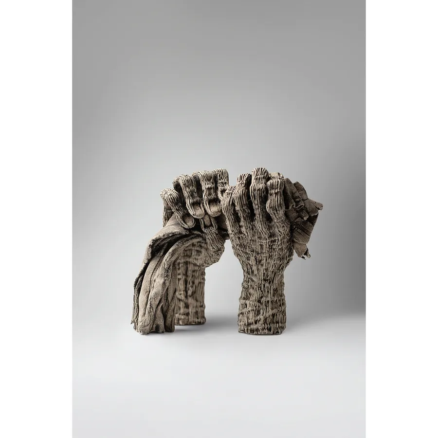 Image of To squeeze by Liudmyla Davydenko, size: 25х29х22, made of chamotte, glaze, Sculpture medium, part of the Holova/Head series, priced at €700 Photo 1 of 3.